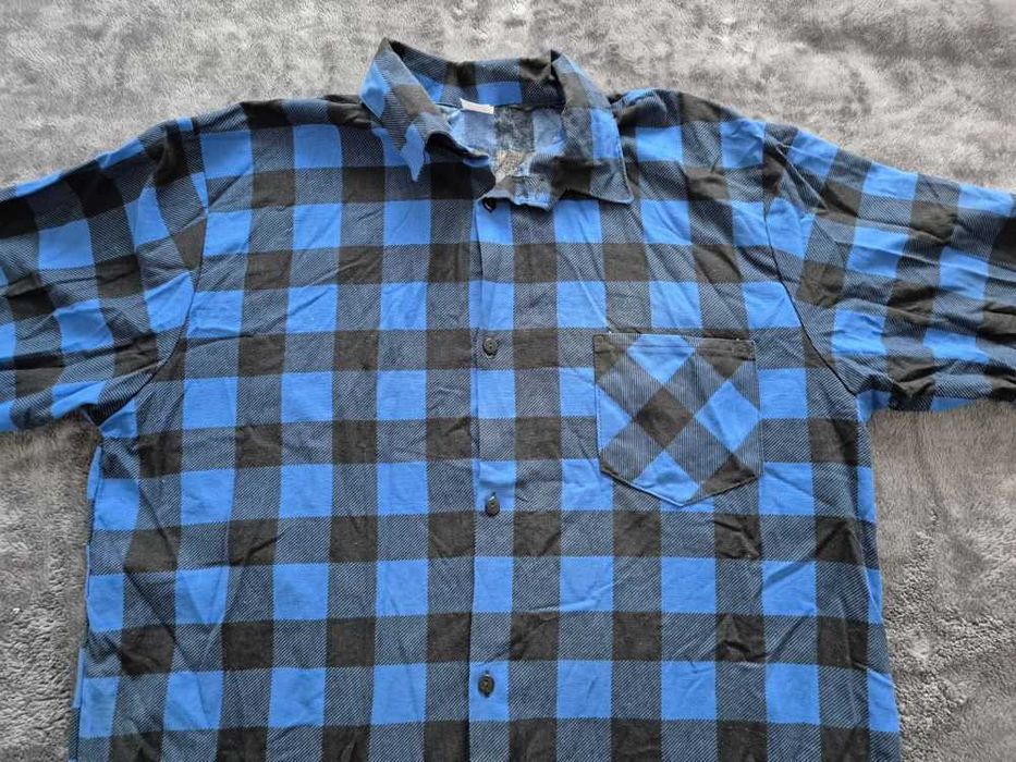 Koszula flanelowa krata niebiesko-czarna 170cm kołnierzyk 40