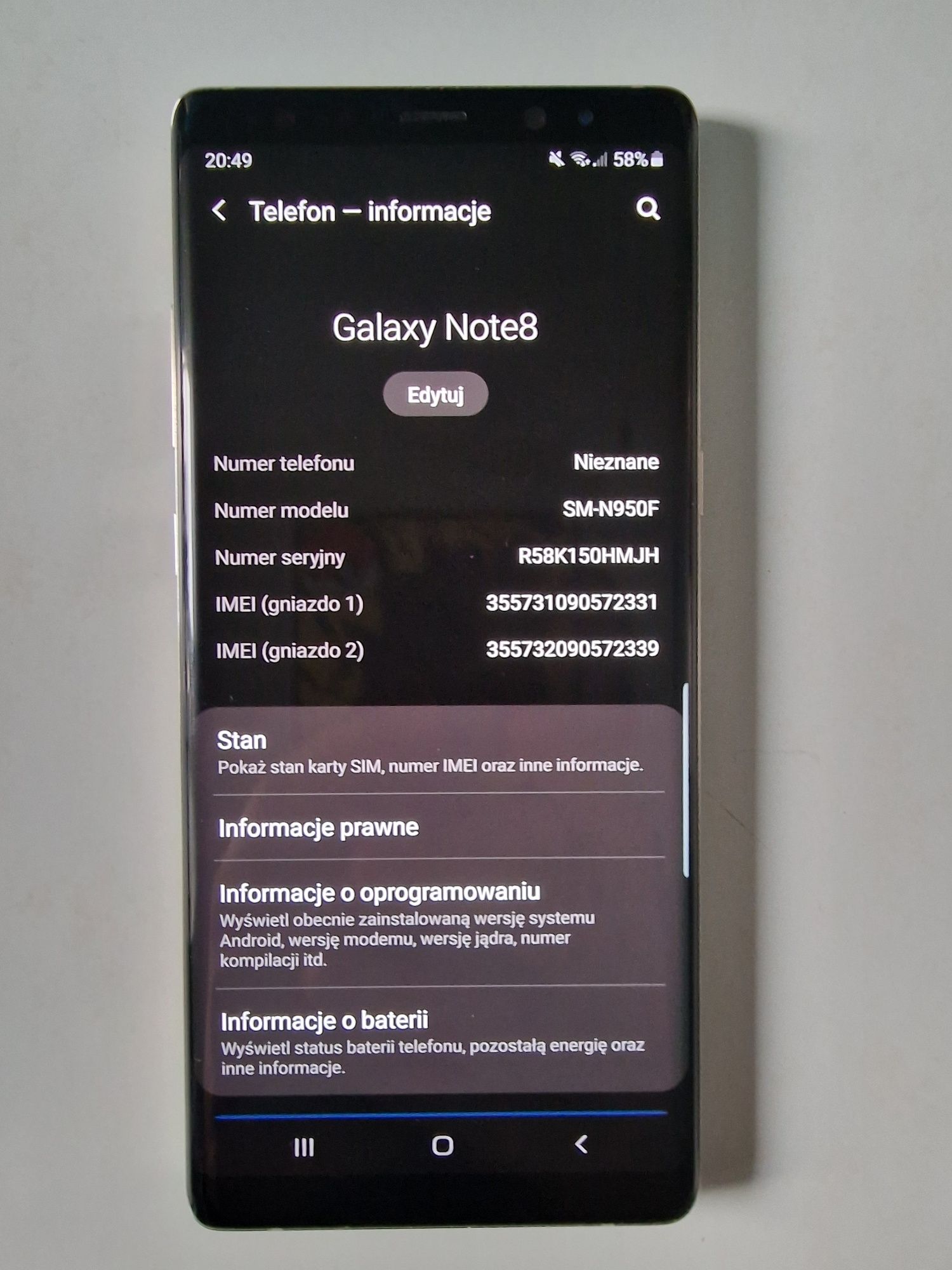 Samsung Galaxy Note 8 stan bardzo dobry