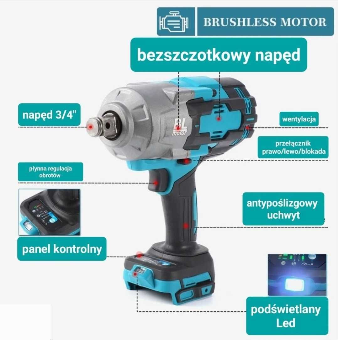 Klucz Udarowy do Bateii Makita 3/4" 2200Nm 1300Nm bezszczotkowy