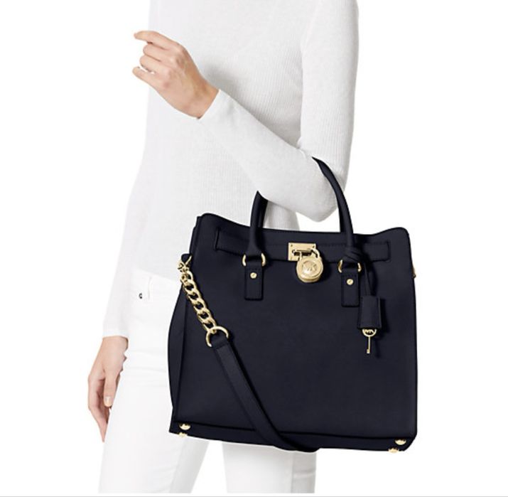 Женская черная кожаная сумка Michael Kors Hamilton оригинал шопер