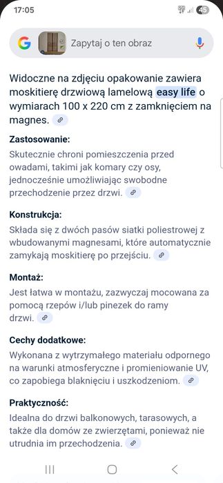 Moskitiera na drzwi 100x220