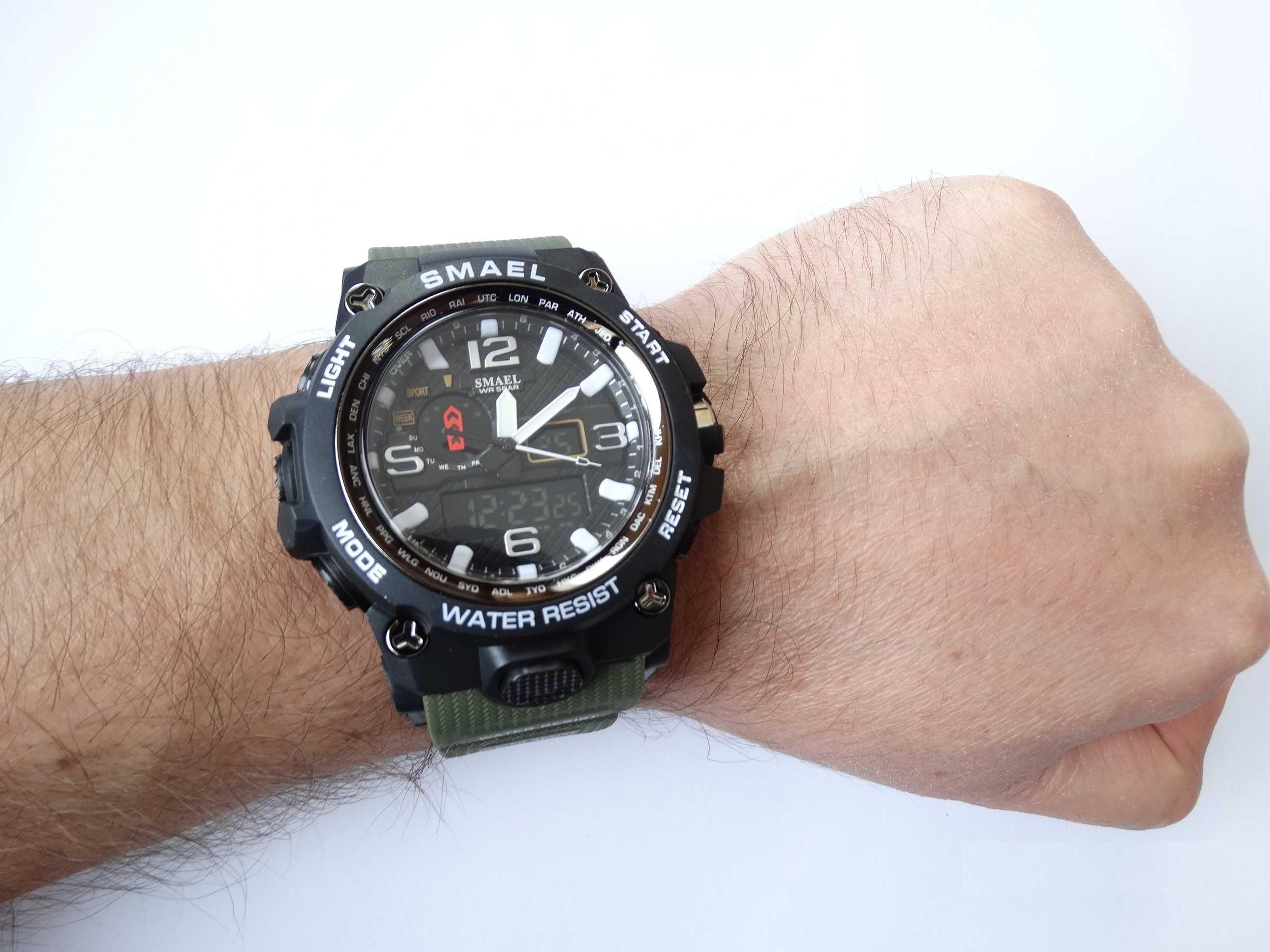 Zegarek Smael zielony militarny wojskowy cyfrowy elektroniczny WR50