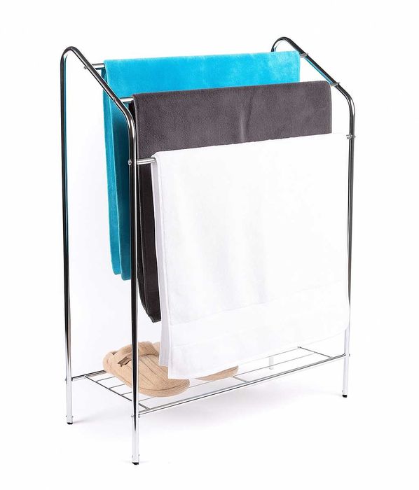 Wieszak Stojak Łazienkowy Na Ręczniki 3 Poziony Srebrny Regał Hotelowy