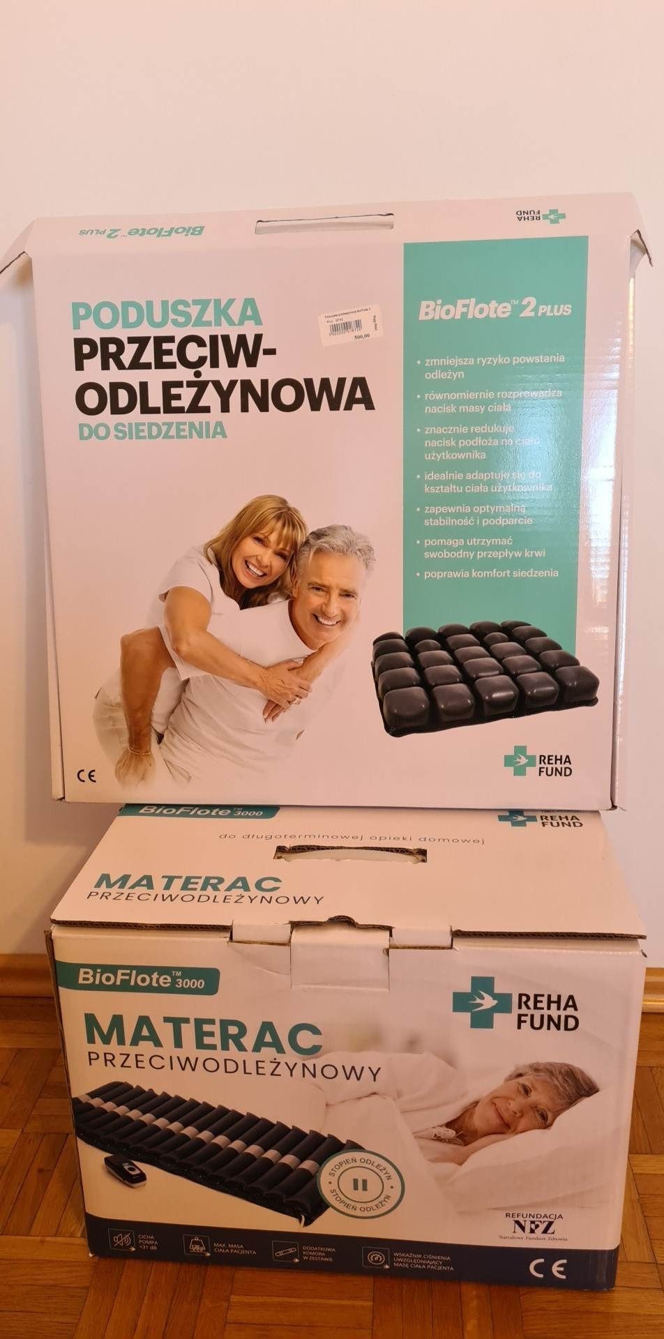 Komplet materac przeciwodleżynowy BIOFLOTE 3000 i poduszka BIOFLOTE 20