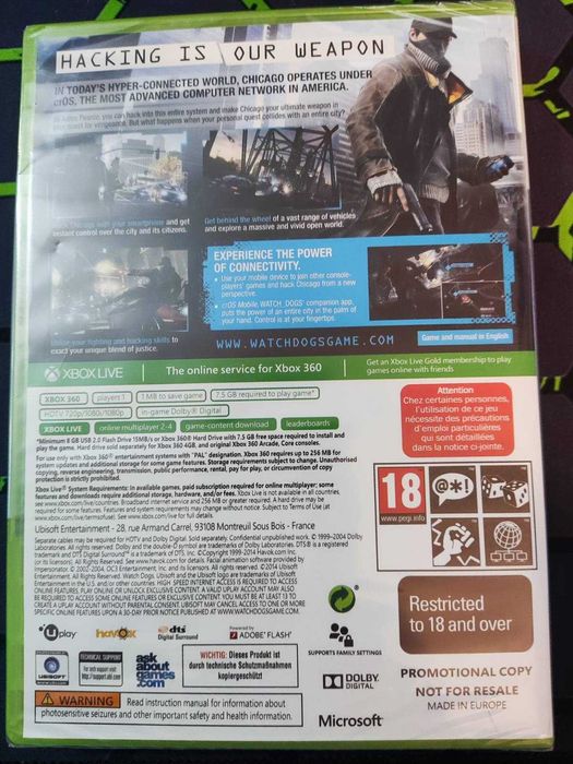 Gra Watch Dogs EN Xbox360 Nowa Folia