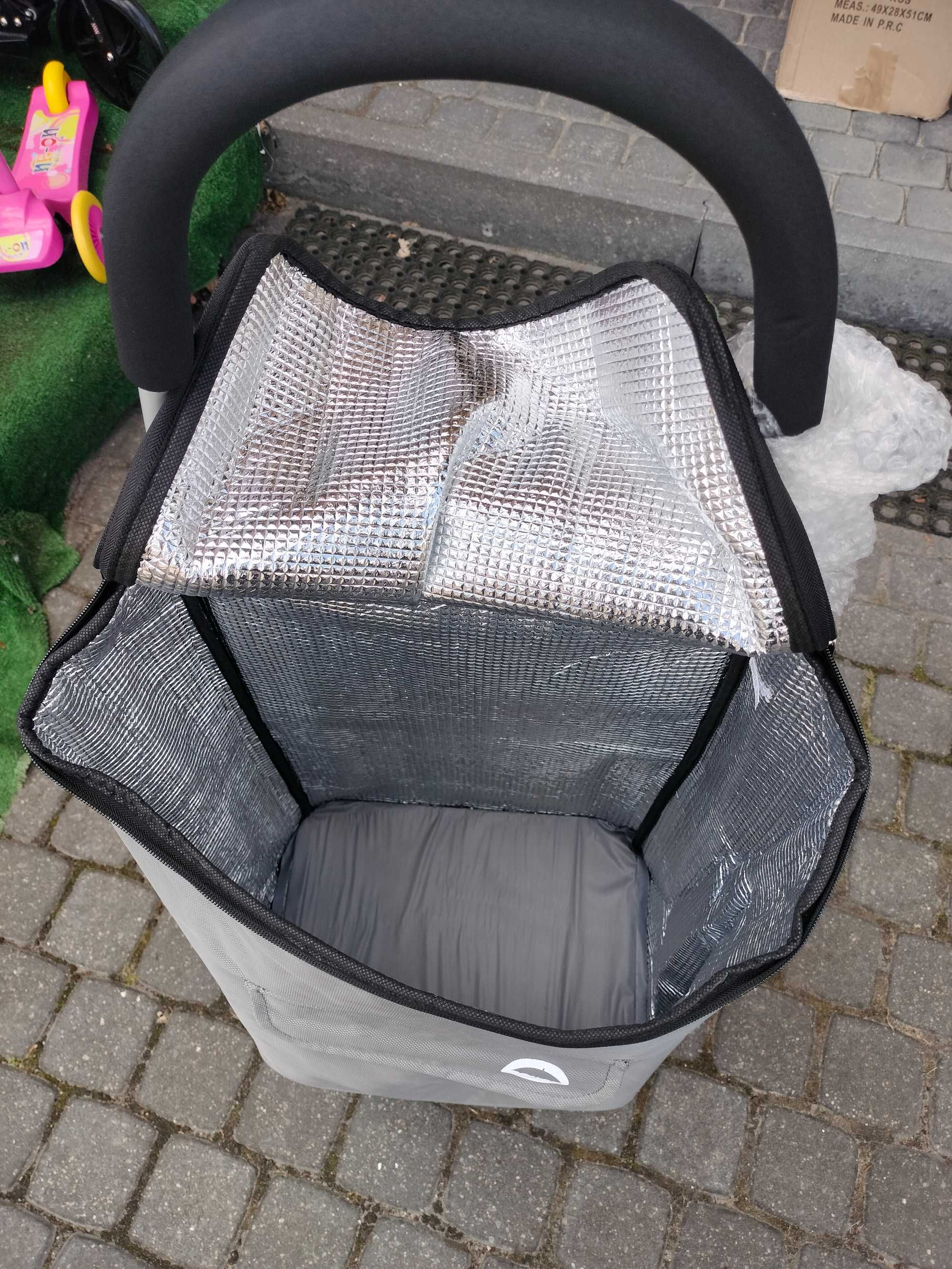 wózek na zakupy termiczna torba łożyska aluminiowy  NA KÓŁKACH DUŻA ta