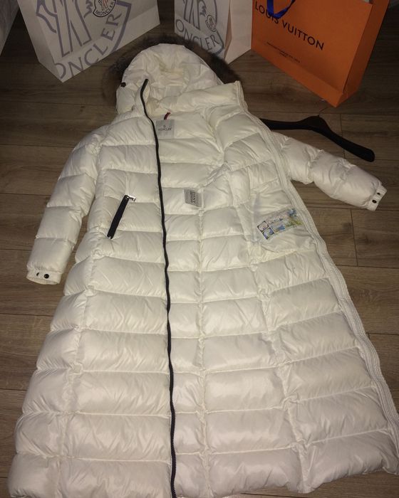 Пальто з поясом-резинкою Moncler S жіноче довге зимове пуховик Монклер