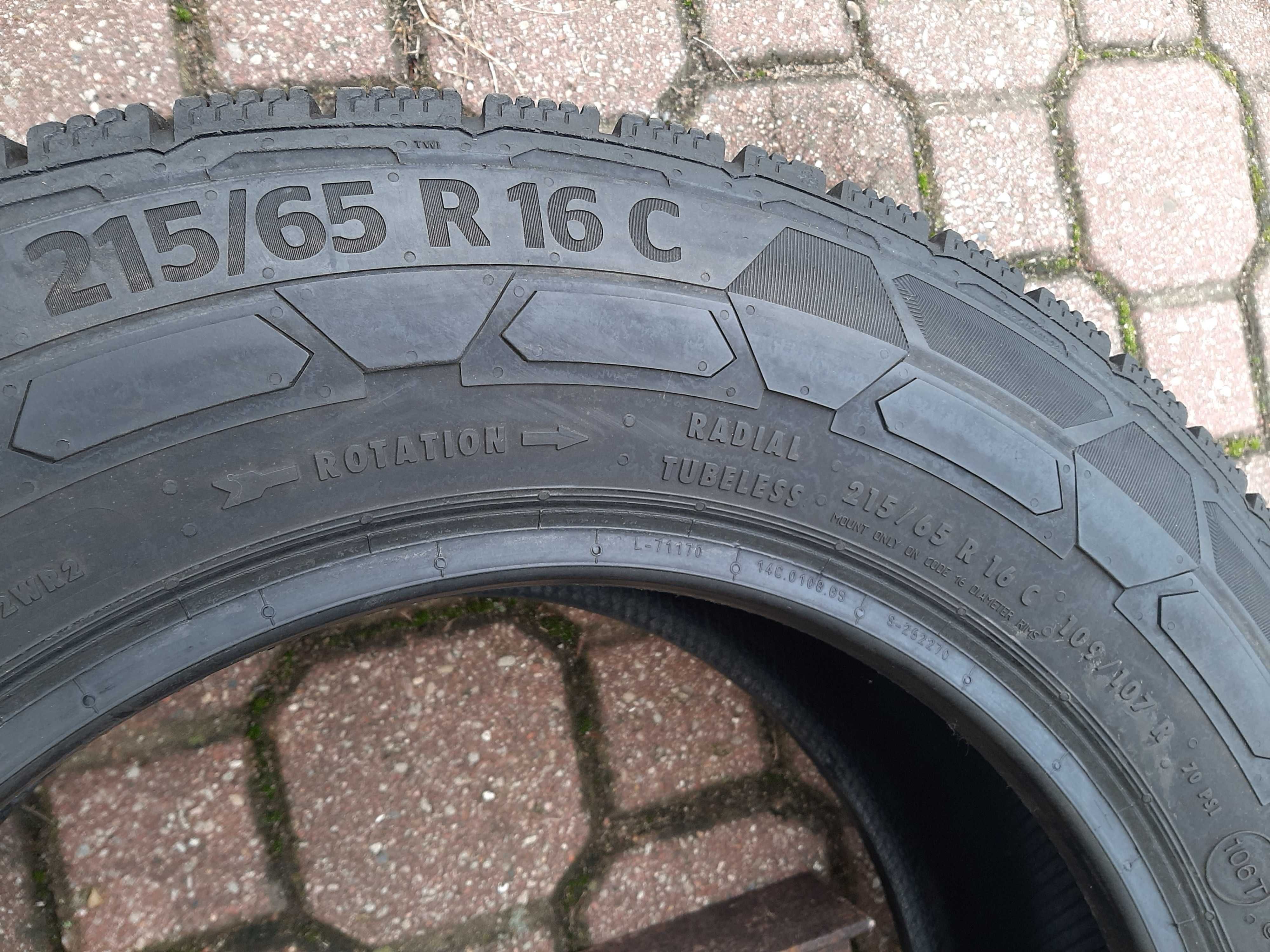 2x Opony zimowe 215/65R16C Continental VanContactWinter / 2021r/ 5,5mm
