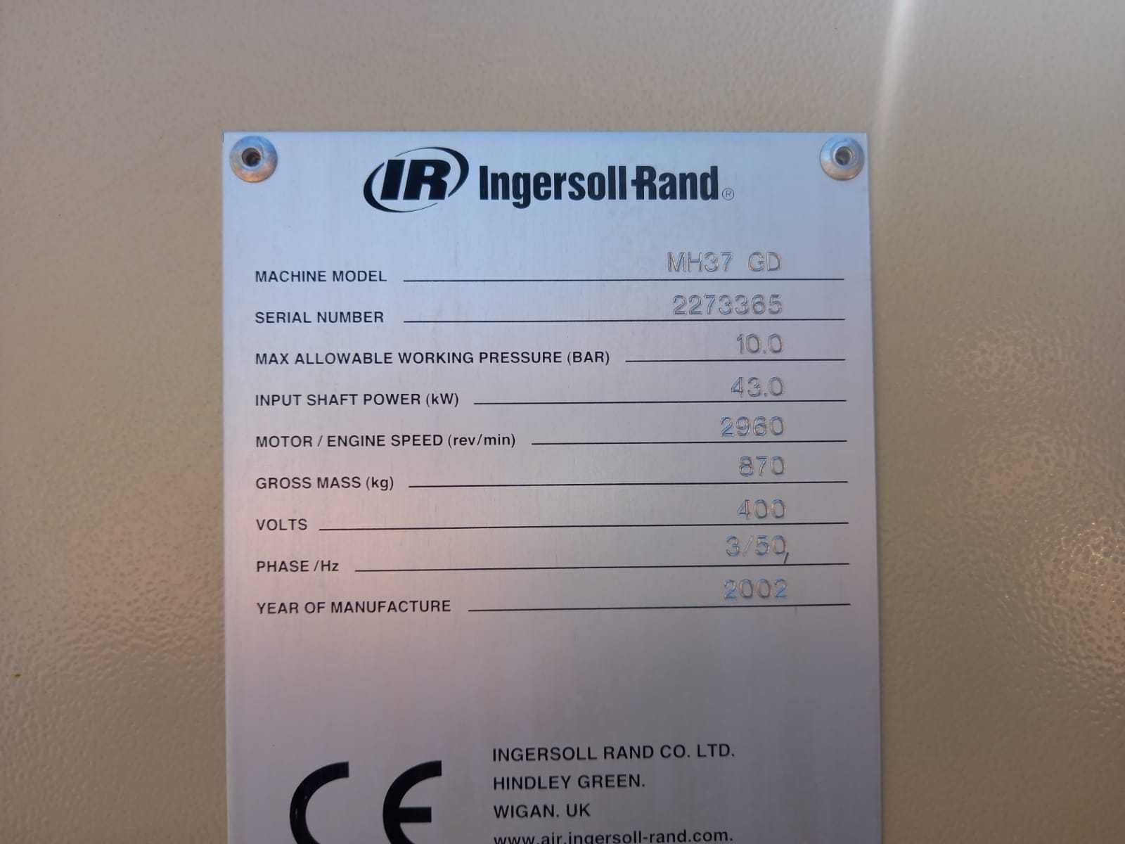 INGERSOLL RAND MH 37 GD 5600lm 37kw. Kompresor śrubowy sprężarka