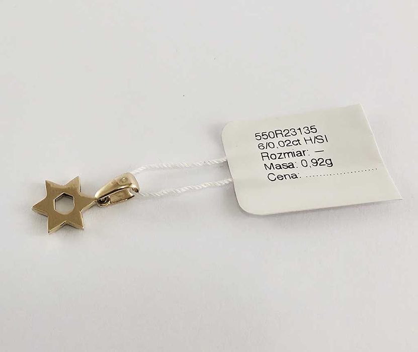 Złota zawieszka - Gwiazda Dawida z 6 brylantami próby 3