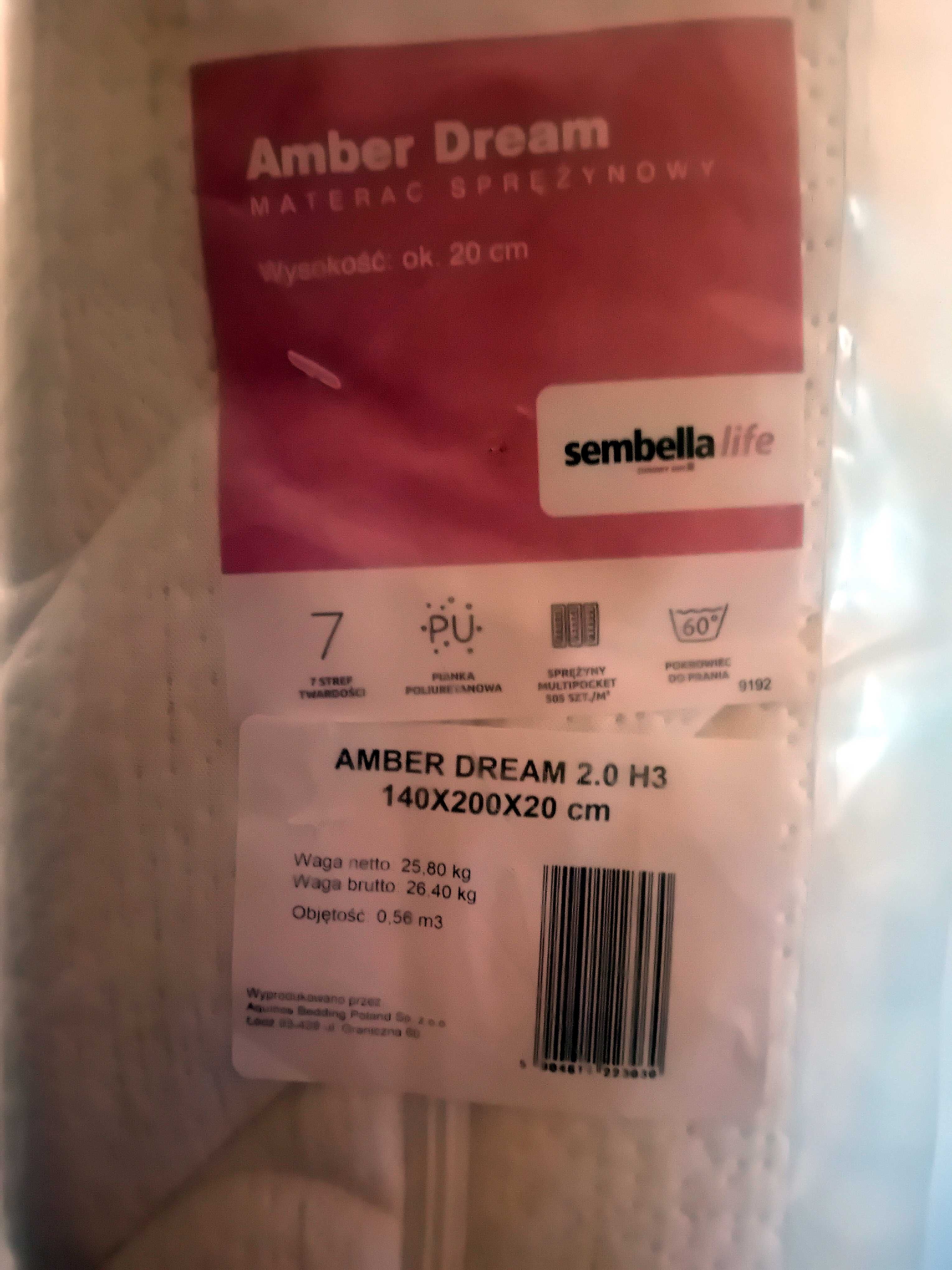 Nowy Materac Amber Dream 2.0  140 x 200 Sembella