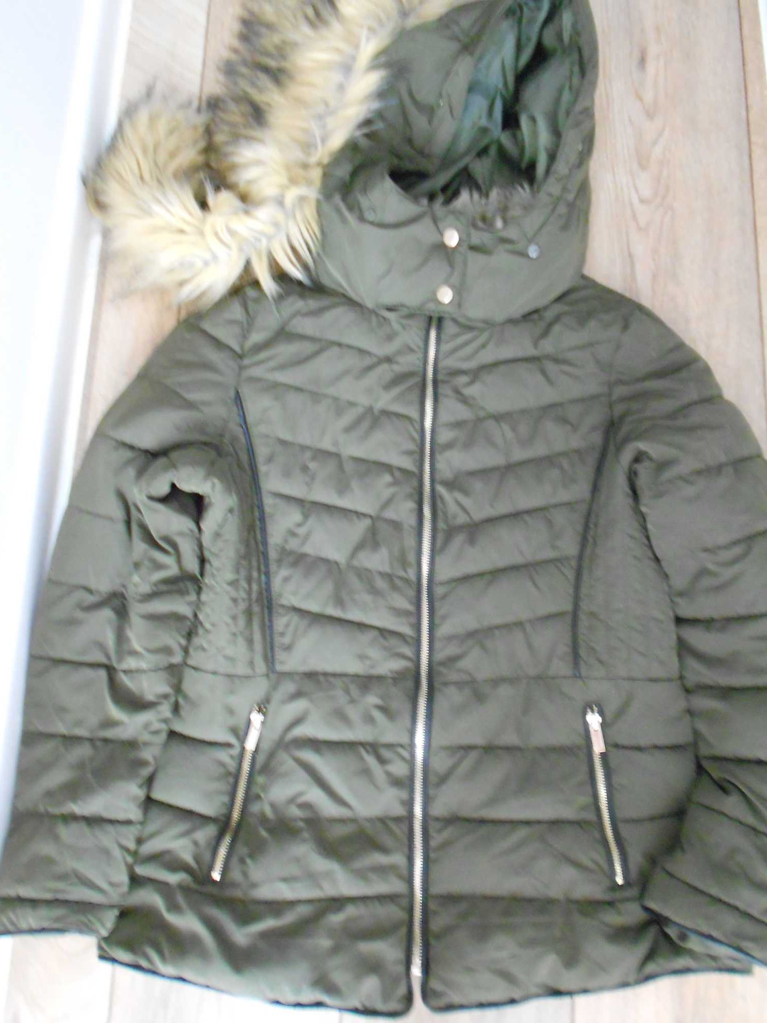 new look kurtka zimowa gruba ciepła butelkowa zieleń khaki M/L