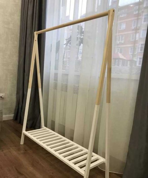 Вішалка стійка для одягу Рейл  Вешалка напольная для одежды деревянная