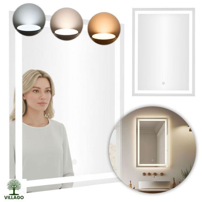 NOWE Lustro łazienkowe LED 50x70 cm z 3 barwami światła Villago Home