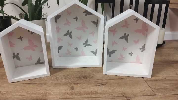 zestaw 3 x półka dekoracyjna/domki/ dla dziewczynki