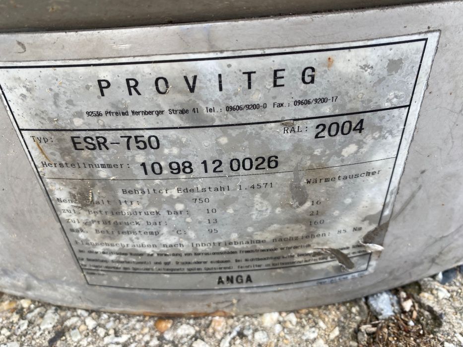 bojler z wężownicą  750 l nierdzewny ciśnieniowy hydrofor 11 bar