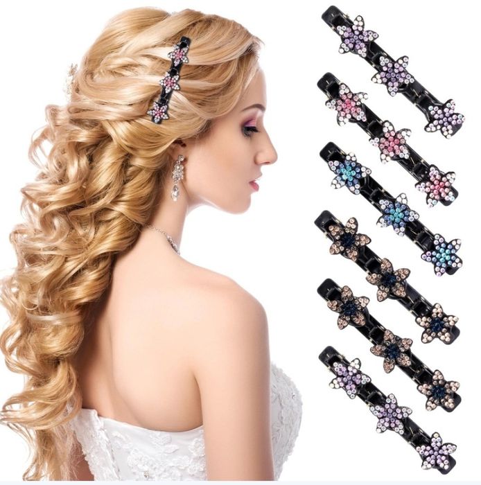 6 x Spinki do włosów z kryształkami, kolorowe spinki, spinki kwiaty