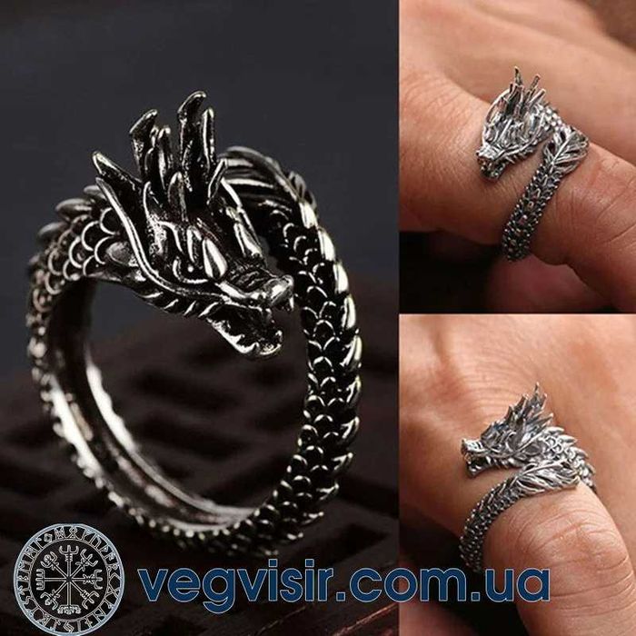 Шикарное регулируемое кольцо Дракон с драконом готические унисекс