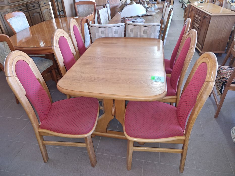 Stół rozkładany dł. 120-175 cm + 6 krzeseł solidny bardzo ładny zestaw