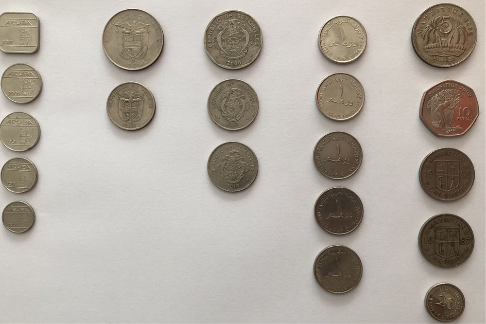 Moedas Aruba, Panama, Seychelles, EAU, Mauricias