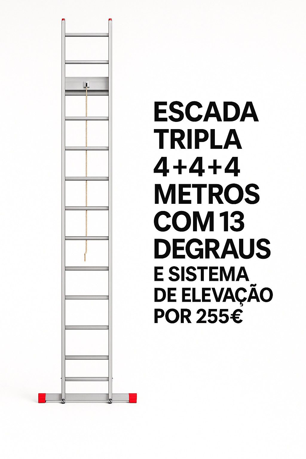Escada tripla 4+4+4 com corda de elevação (pagamento só na entrega)