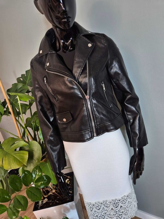 Czarna kurtka damska ramoneska jak skórzana eco skóra Asos S 36