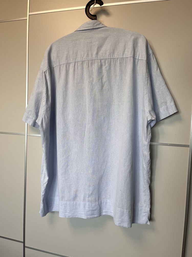 Błękitna koszula męska, Camel active XL len, bawełna