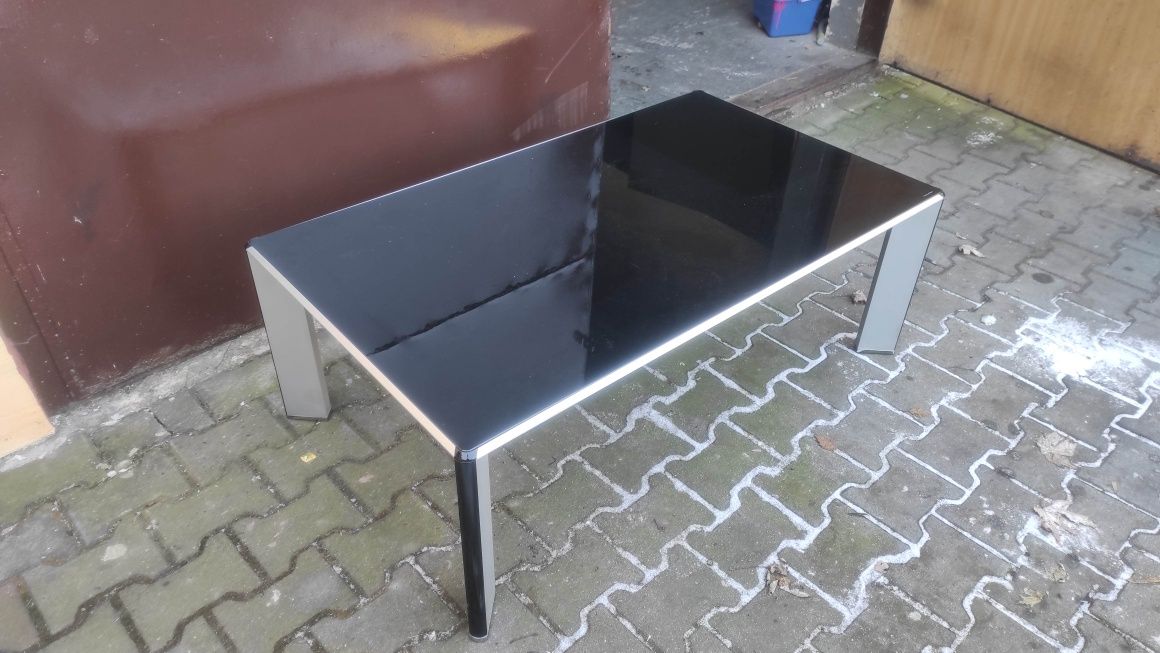 Stół aluminium z czarną szybą 120x70