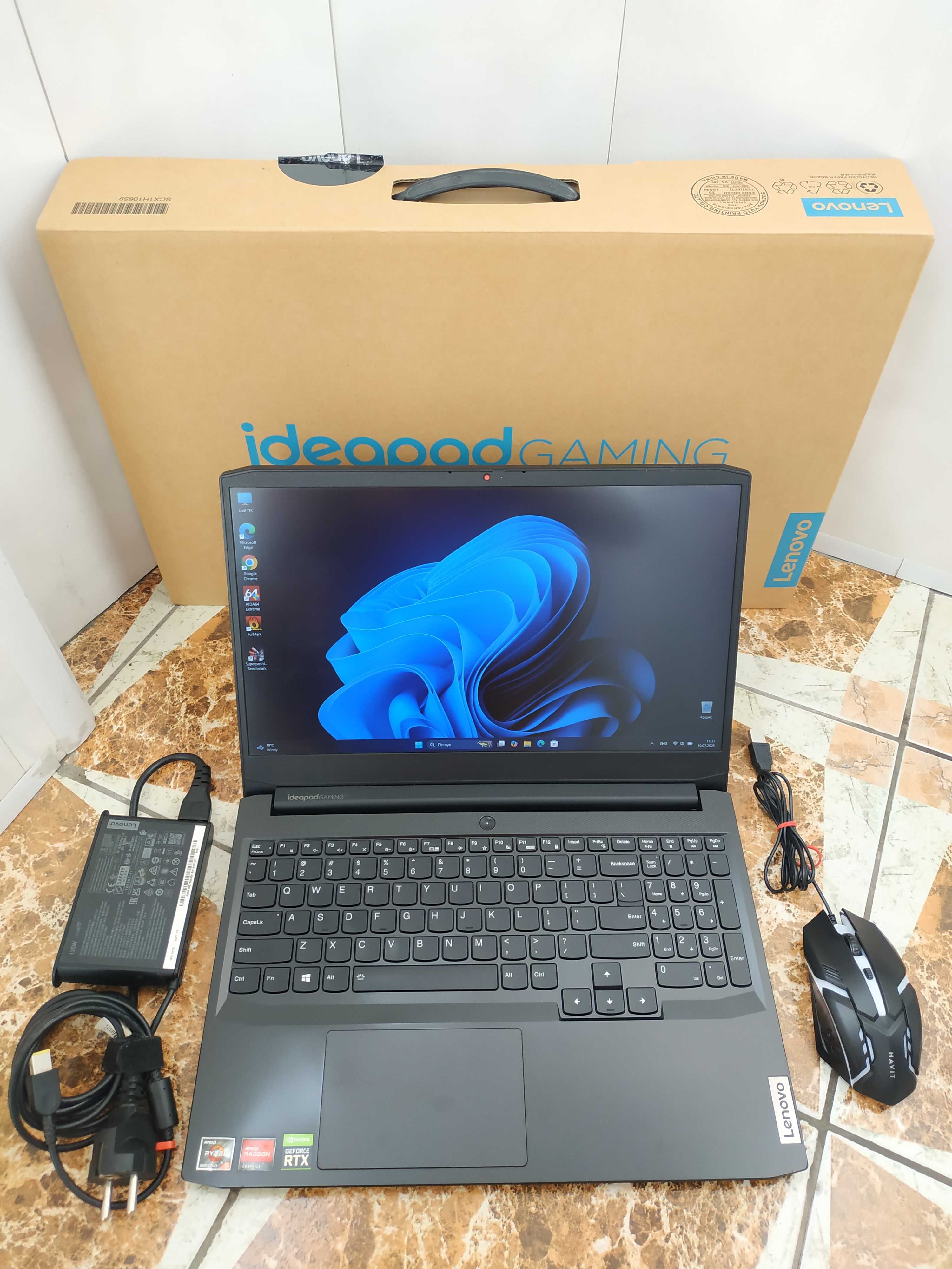 Lenovo Ideapad Gaming 3 (RTX 3050+Ryzen 5 5600H+16gb+SSD 512GB+мишка)