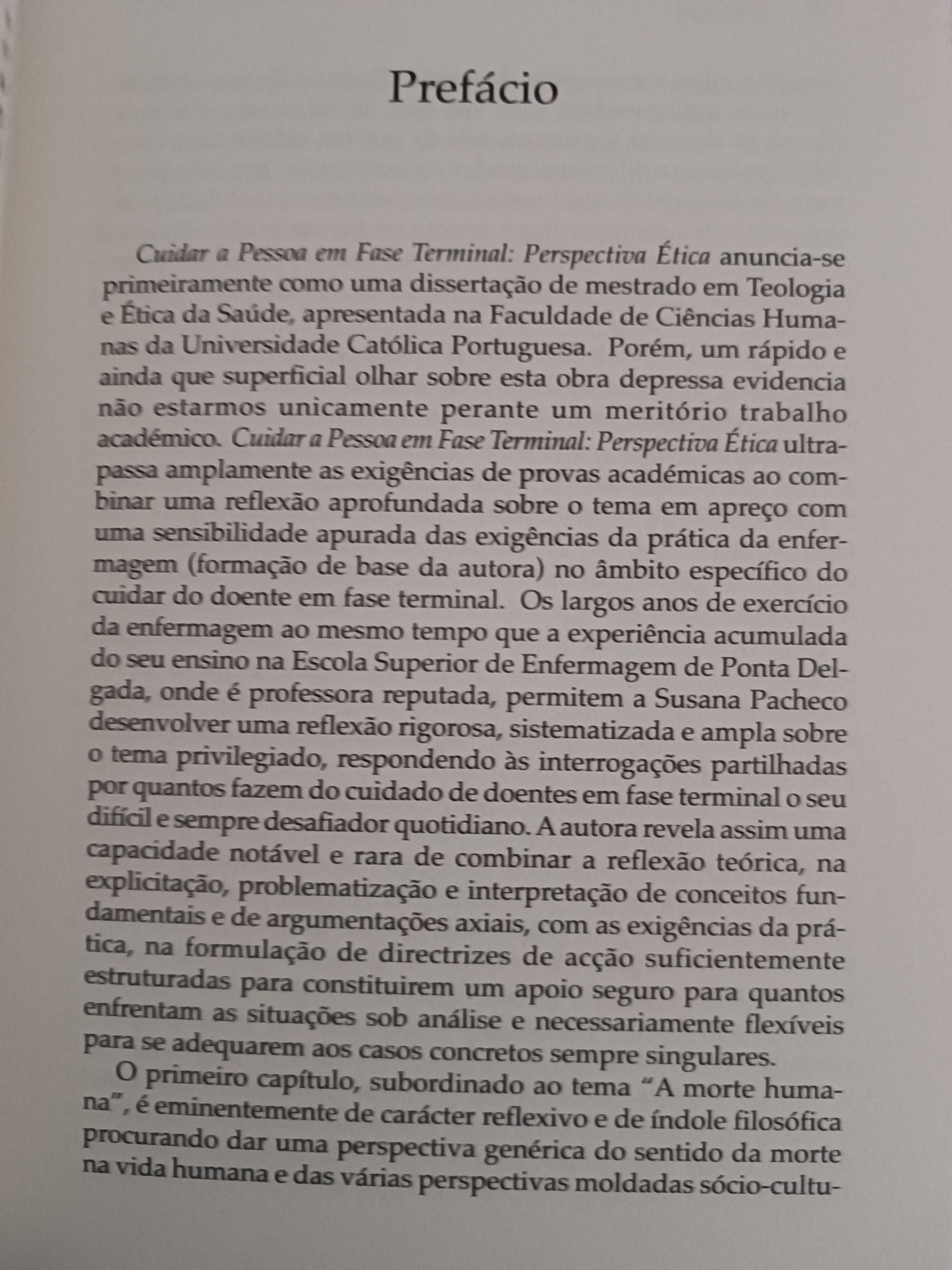 Livro "Cuidar a Pessoa em Fase Terminal, Perspectiva Ética"