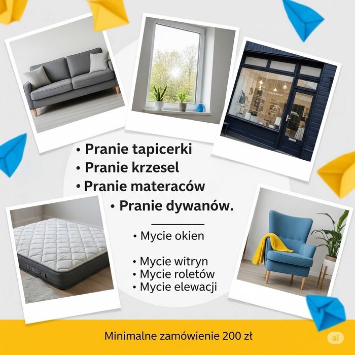 PRANIE wykładzin,kanap,dywanów,foteli, krzeseł,materaców + Mycie okien