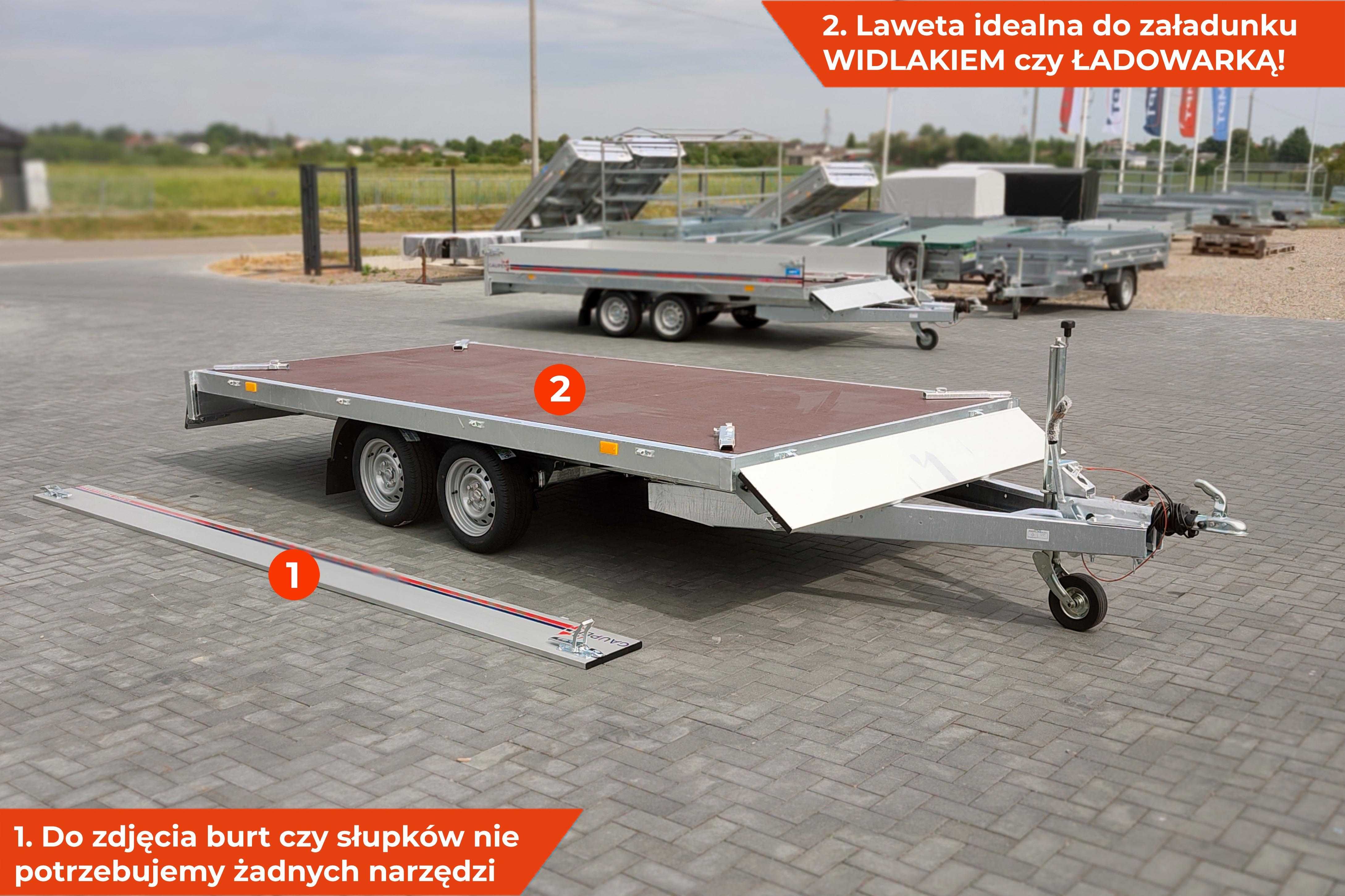 Laweta samochodowa GAUPEN 405 2 HL 405x198x30 aluminiowe burty SPAWANA