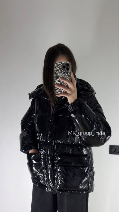 Лаковий пуфер куртка жіноча лак осінь зима БЕЗ ВИШИВКИ/надписів