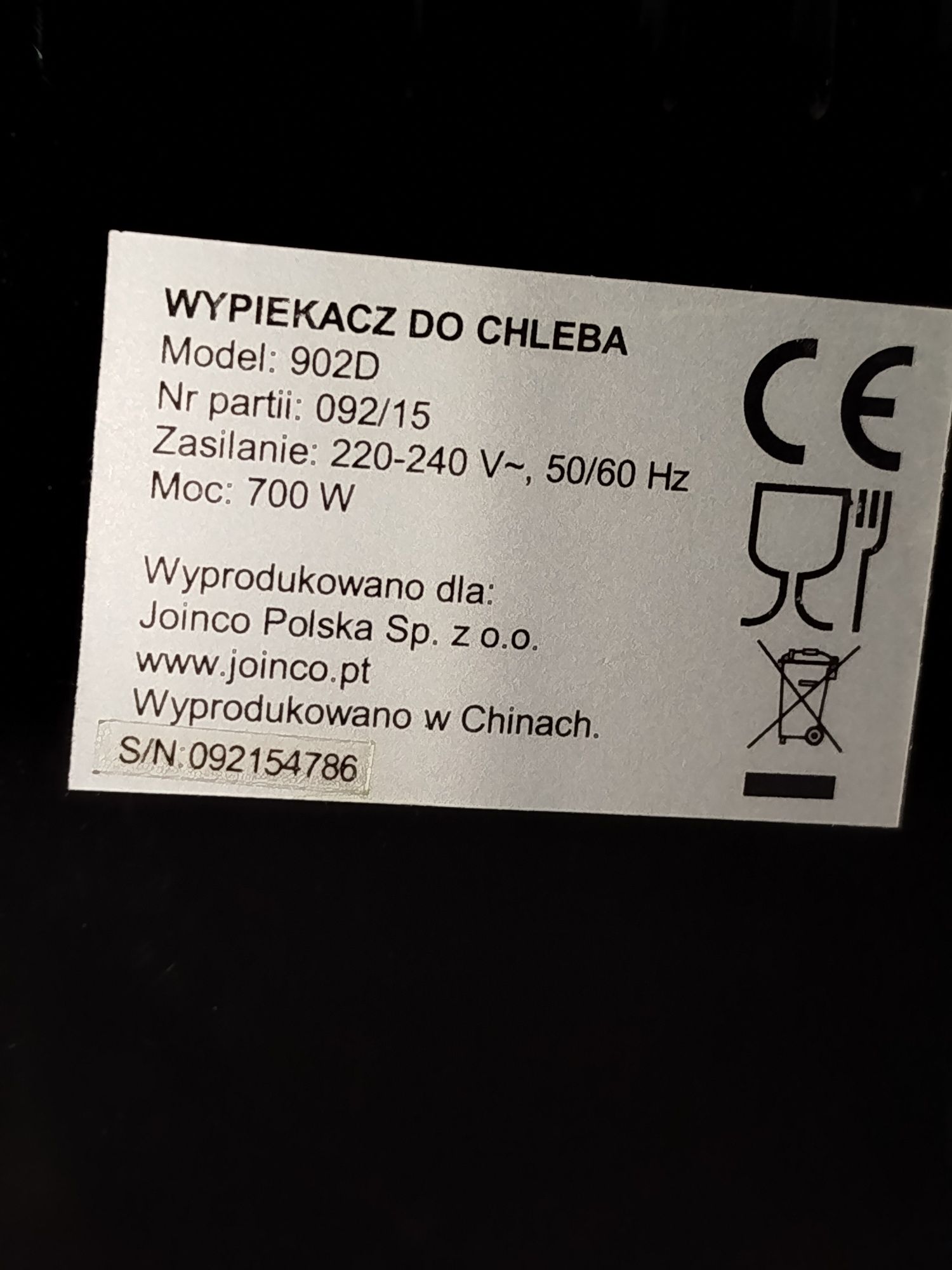 Hoffen wypiekacz do chleba 700W