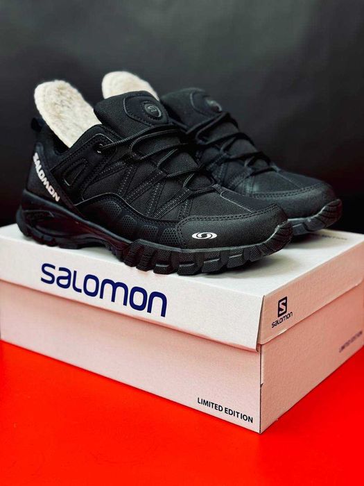 мужские зимние кросовки salomon черные +7-21 супер тёплые цена за пару
