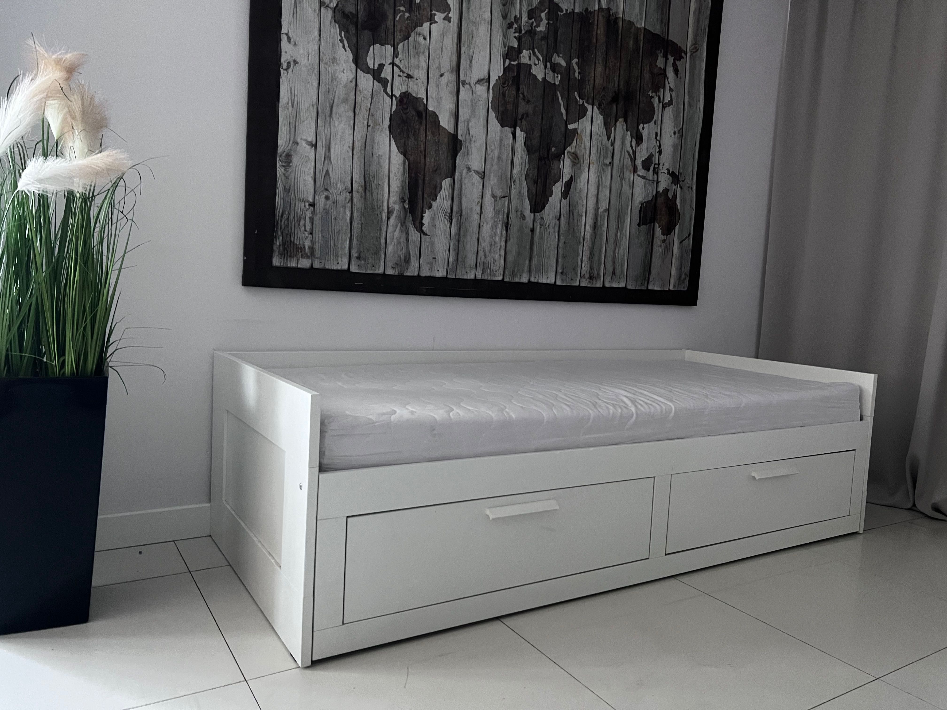 Ikea brimnes podwójne pojedyncze białe młodzieżowe z materacem bdb