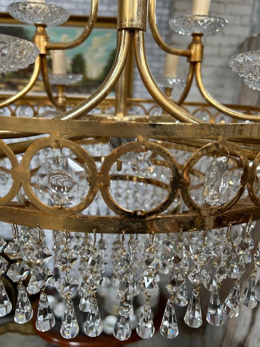 Piękny żyrandol mosiężny kryształowy #8014 Stylowy Węgrów