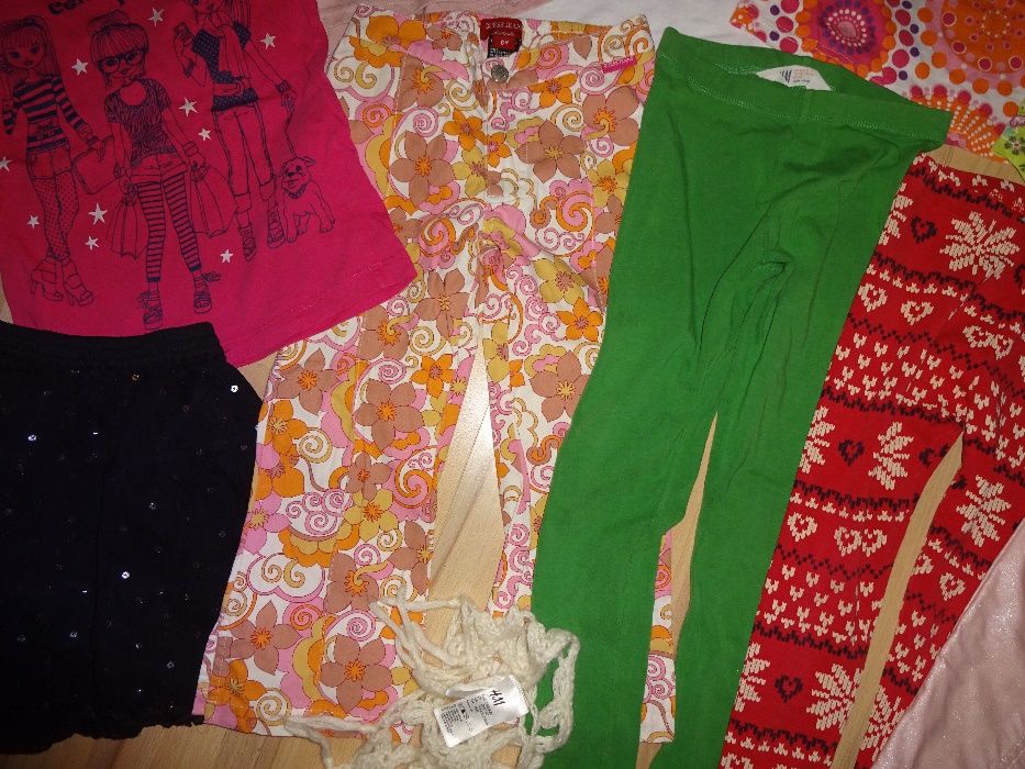 zestaw modnych oryg. ciuszków dla dziewczynki leginsy IDEALNY STAN 6-7