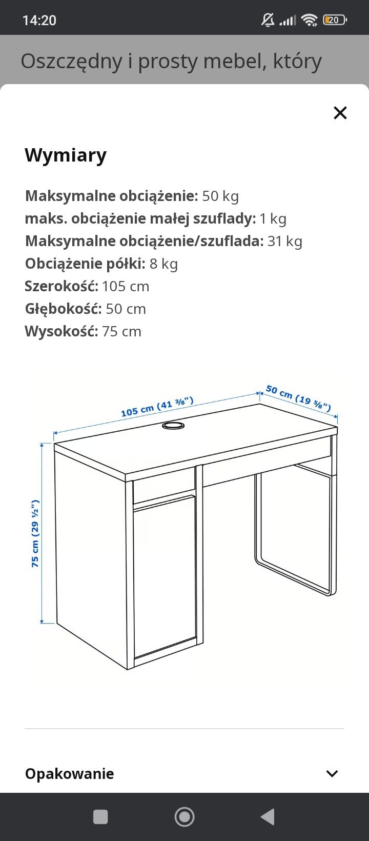 Biurko Ikea Micke stan idealny jak nowe