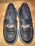 Czarne mokasyny loafersy na platformie 39/40