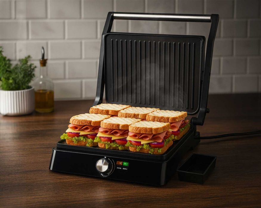 Grill MalTec Elektryczny 2200W + Płyty Non-Stick + Tacka Na Tłuszcz