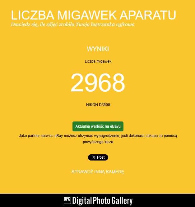 Nikon D3500  Znikomy przebieg z obiektywem