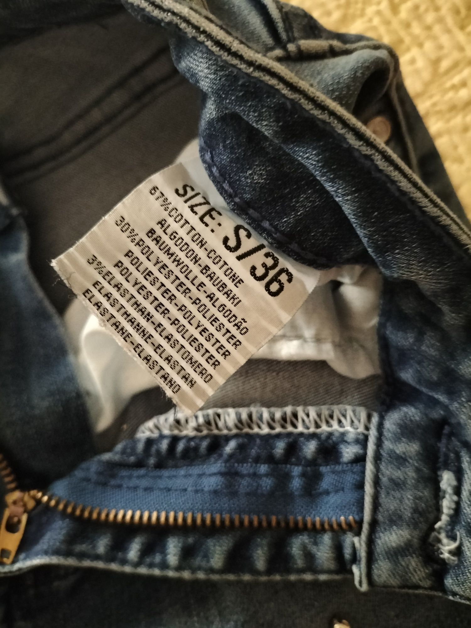 Calças de ganga skinny tamanho 36 com pérolas