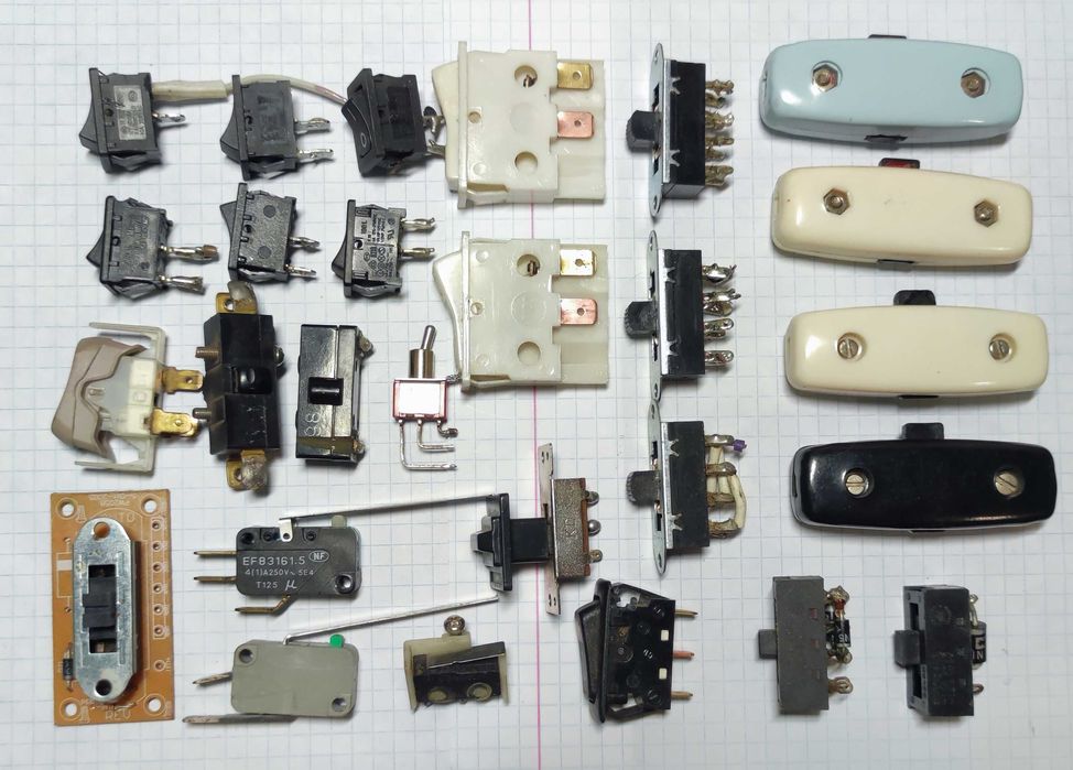 Перемикачі та кнопки, 27шт. Ціна за все