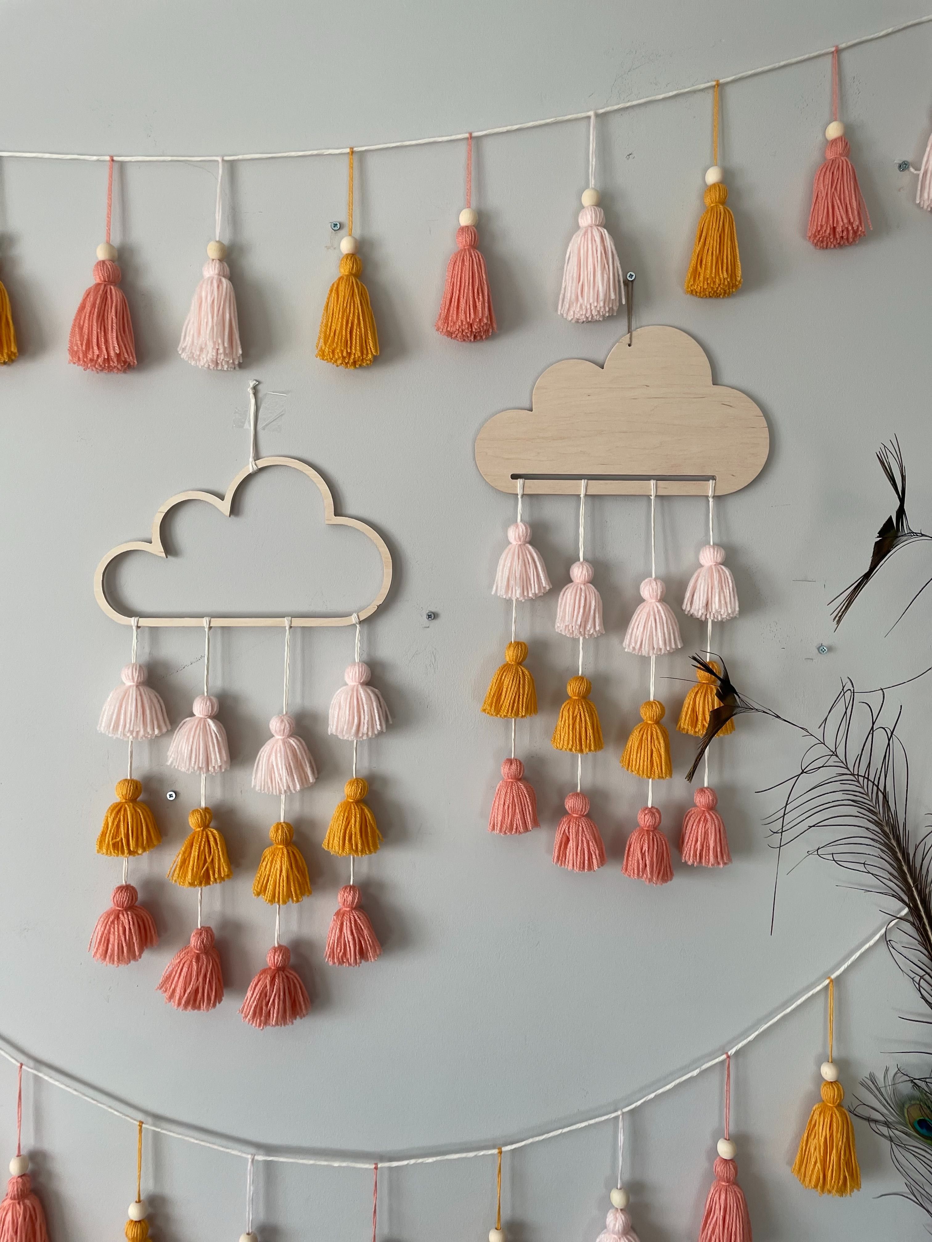 Girlanda chwosty frędzle boho skandynawski Loft korale koraliki