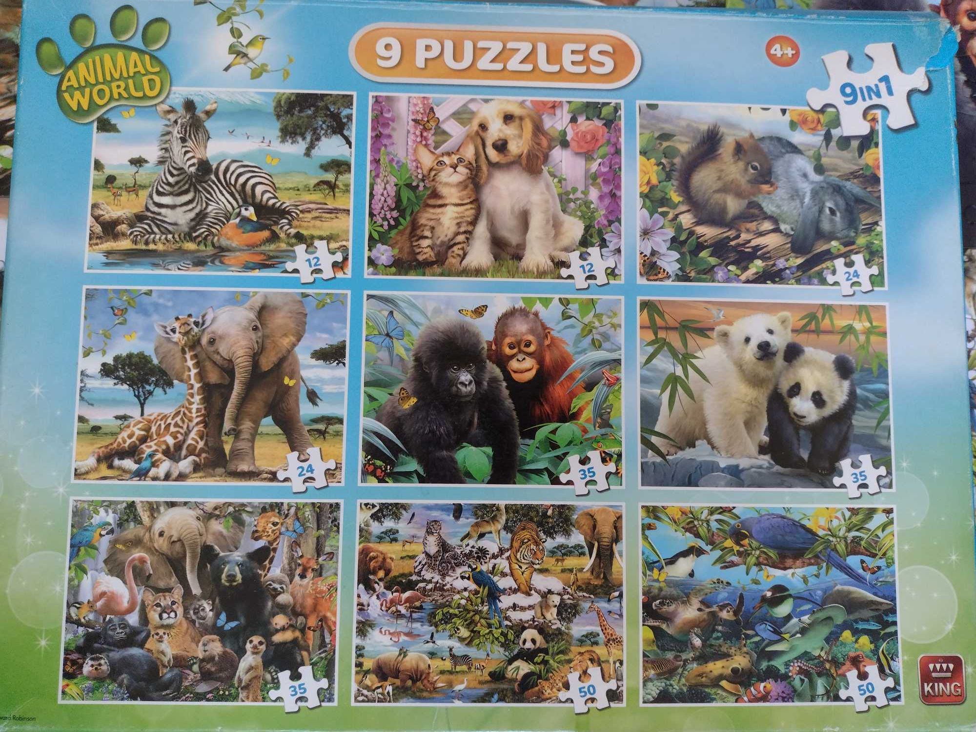 King international Puzzle zestaw 9w1 zwierzęta świata 12,24,35,50 elem