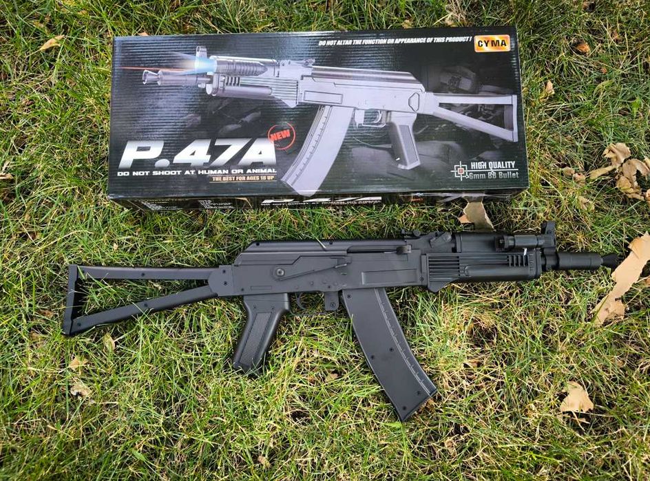 Дитяча іграшка автомат Cyma P47A з лазерним прицілом і пульками калаш