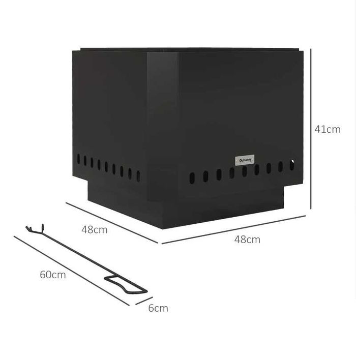 Palenisko ogrodowe Feuerstelle, z hakiem, 48 x 48 x 41 cm, Czarny