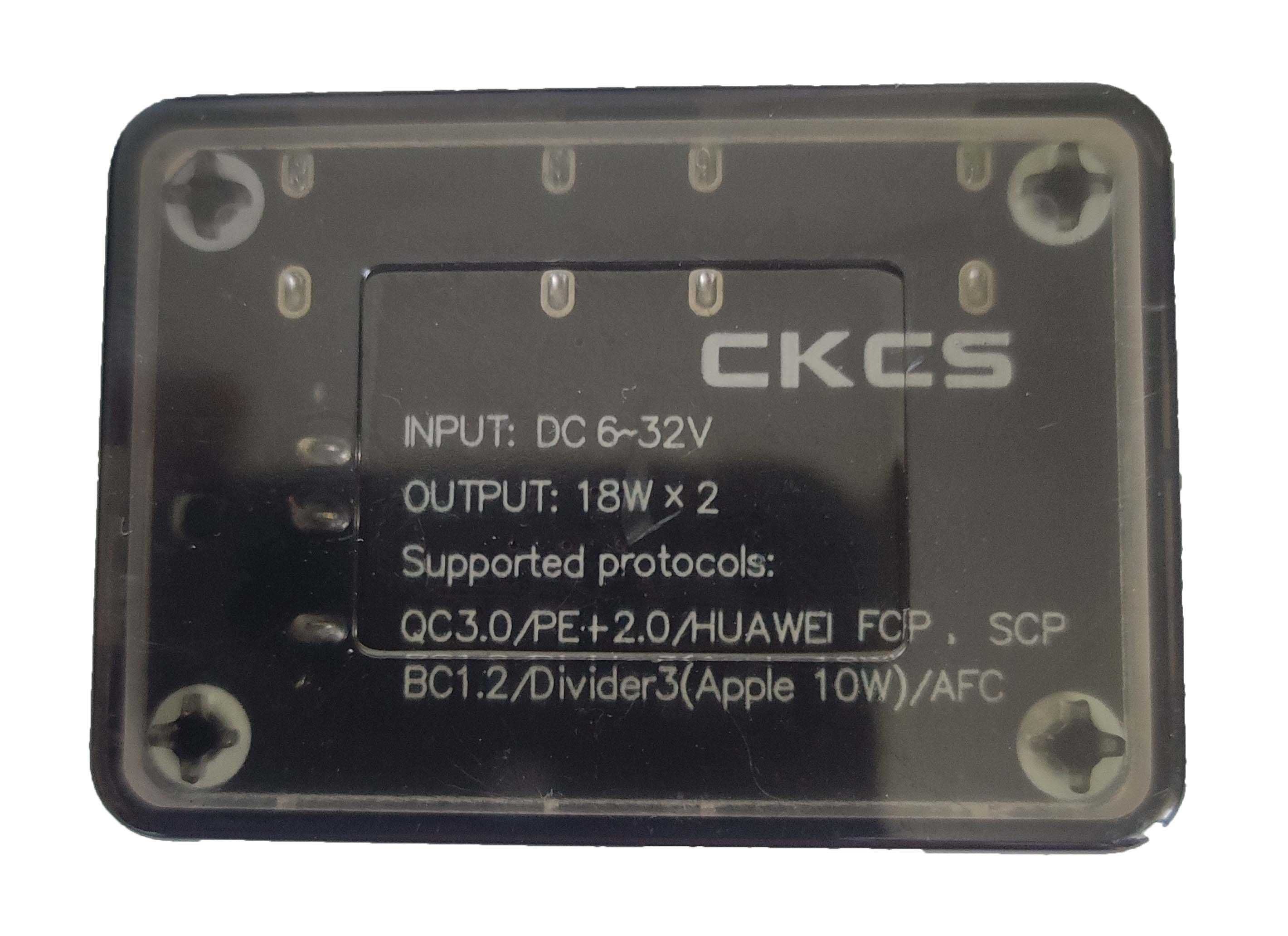 Модуль швидкої зарядки 2хUSB 2х18W,  QC3.0, BC1.2, PE2.0, / DC 6-32 V