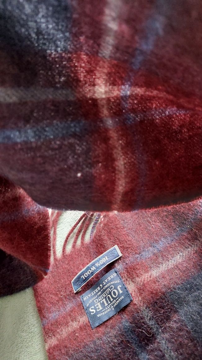 Męski wełniany ciepły szal Joules Clothing 100% wełna